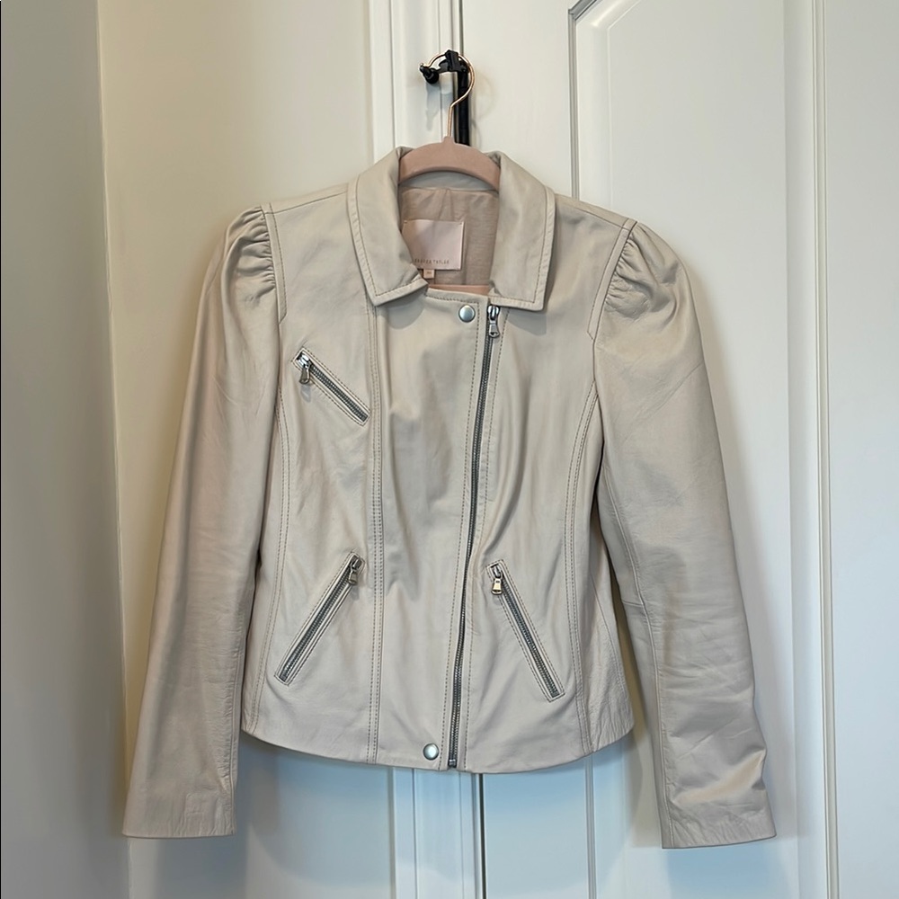 Women's Rebecca Taylor Cream Leather Jacket